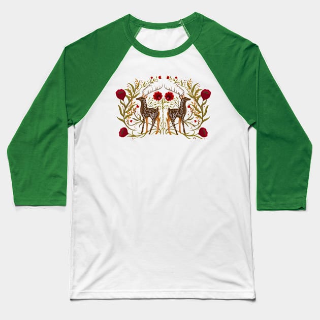 Two Stags Protecting The Dark Forest Gate Baseball T-Shirt by LittleBunnySunshine